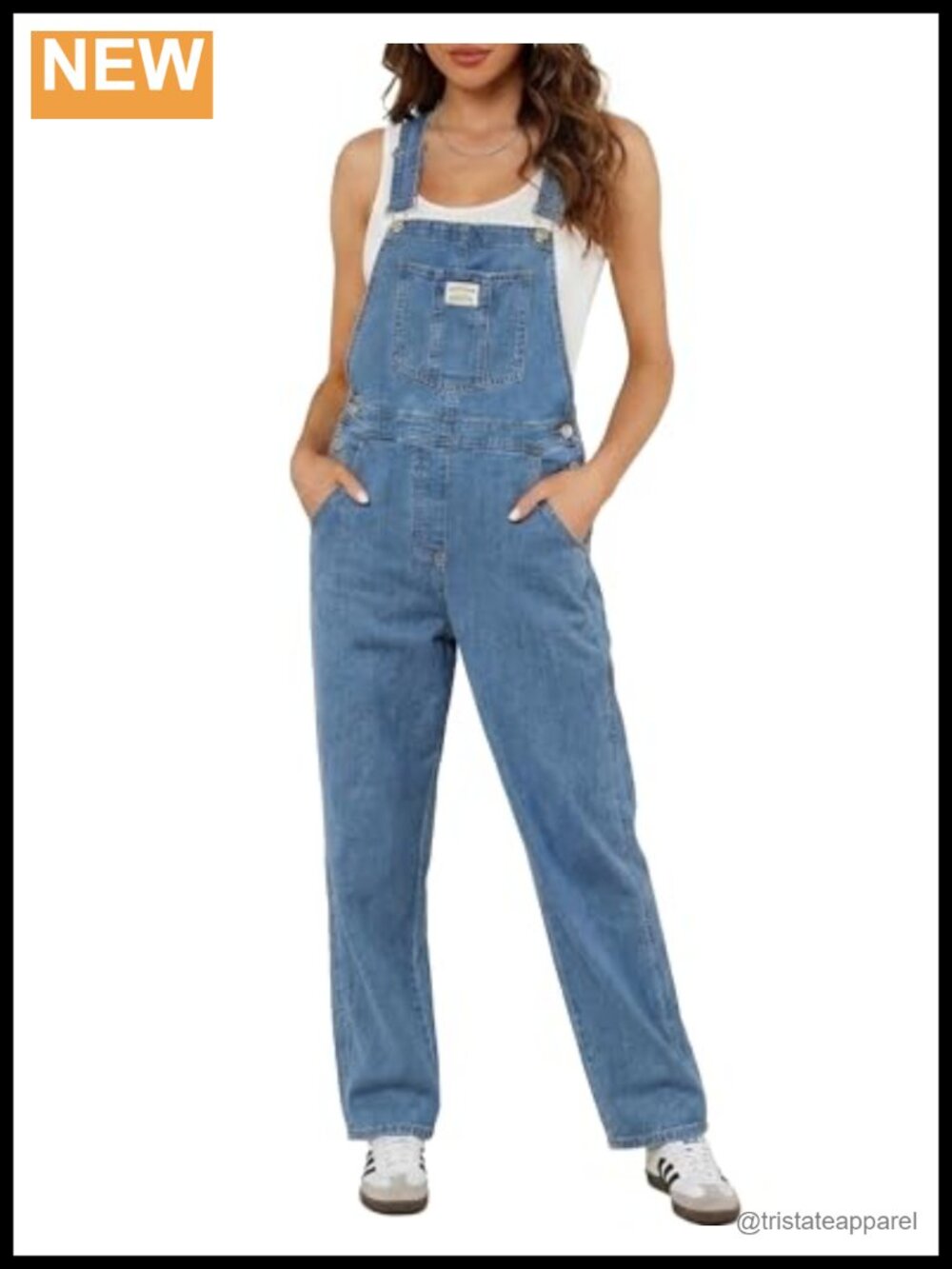 Denim Overalls Adjustable Strap Loose Wide Leg Jean Jumpsuit